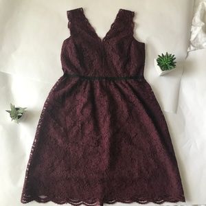 Loft | Maroon Lace V cut dress